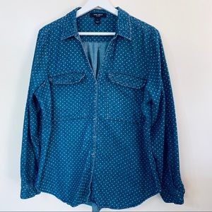 Nine West Jeans Nakita Polka Dot Large Shirt